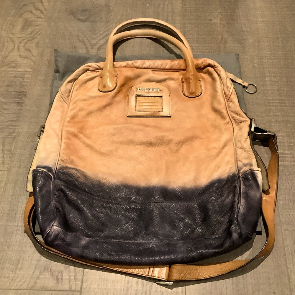 Diesel Leather Two Toned Big Convertible Shoulder Bag